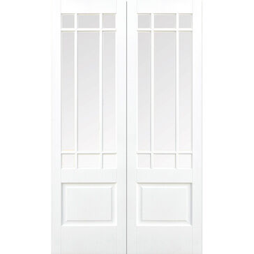 LPD Downham White Primed 9 Light Glazed Rebated Internal Doors (Pair)