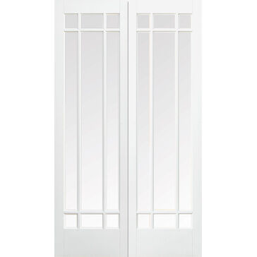 LPD Manhattan White Primed 9 Light Glazed Rebated Internal Doors (Pair)