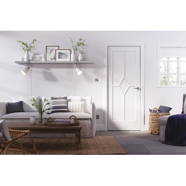 LPD Reims Primed White 5 Panel FD30 Fire Door alternative