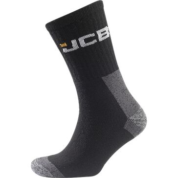 JCB Black Work Socks with Grey Heel/Toe (Pack of 4) - Size 6-11