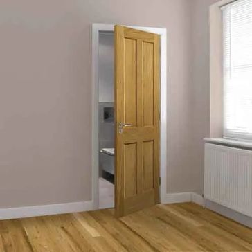 JB Kind Derwent 4 Panel Unfinished Real Oak Internal Door alternative