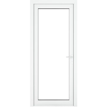Crystal White uPVC Full Glass Clear Double Glazed Single External Door (Left Hand Open)