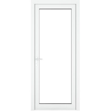 Crystal White uPVC Full Glass Clear Double Glazed Single External Door (Right Hand Open)