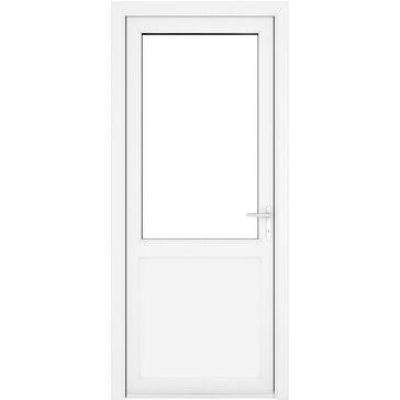 Crystal White uPVC 2 Panel Clear Double Glazed Single External Door (Left Hand Open)
