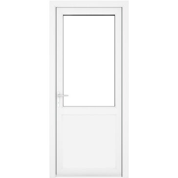 Crystal White uPVC 2 Panel Clear Double Glazed Single External Door (Right Hand Open)