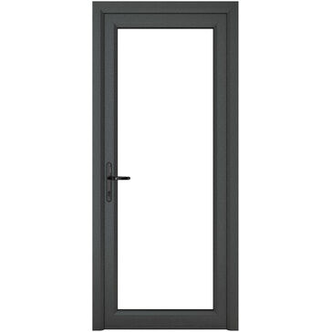 Crystal Grey uPVC Full Glass Clear Double Glazed Single External Door (Right Hand Open)