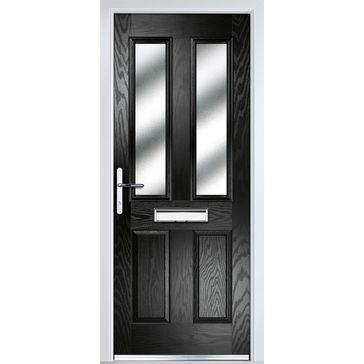 Crystal Classic Black 2 Light Glazed GRP Composite Front Door - 2055mm x 920mm