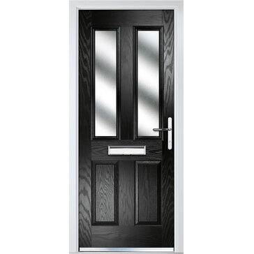 Crystal Black Composite 4 Panel Pre-Finished Glazed Front Door - 2055mm x 920mm