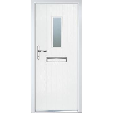 Crystal Cottage-Style White 1 Light Glazed GRP Composite Front Door - 2055mm x 920mm