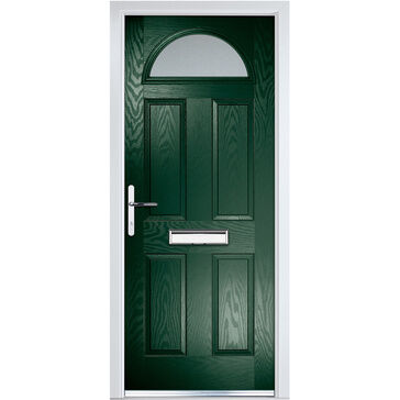 Crystal Classic Dark Green 1 Light Glazed GRP Composite Front Door - 2055mm x 920mm
