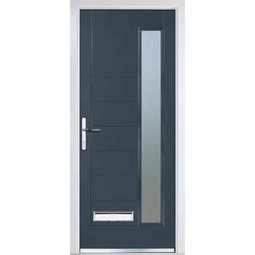 Crystal Modern Anthracite Grey 1 Light Glazed GRP Composite Front Door - 2055mm x 920mm