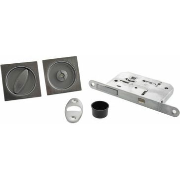 AGB Modern Sliding Door Bathroom Privacy Lock Set With Square Flush Handle