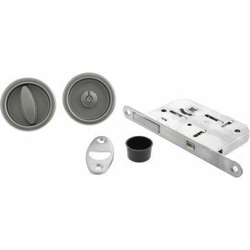 AGB Sliding Door Bathroom Lock Set with Round Flush Handle