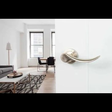 Mediterranean Malaga Satin Nickel Lever Door Handle on Round Rose (Pair) alternative