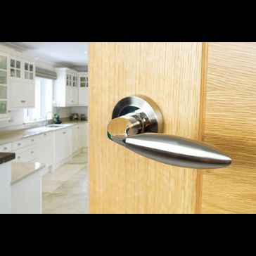 Mediterranean Ibiza Satin Nickel/Polished Nickel Door Handle on Round Rose (Pair) alternative
