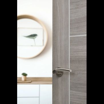 Mediterranean Messina Satin Nickel/Polished Nickel Door Handle on Round Rose (Pair) alternative