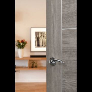 Mediterranean Ancon Polished Chrome Lever Door Handle on Round Rose (Pair) alternative