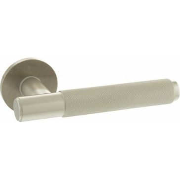 Millhouse Brass Crompton Door Handle on Round Rose (Pair)