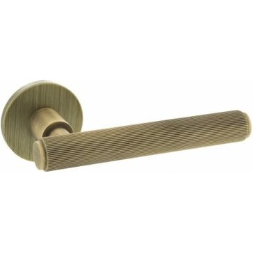 Millhouse Brass Stephenson Lever Door Handle on Slimline Round Rose (Pair)