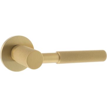 Millhouse Brass Mason Lever Door Handle on Slimline Round Rose (Pair)