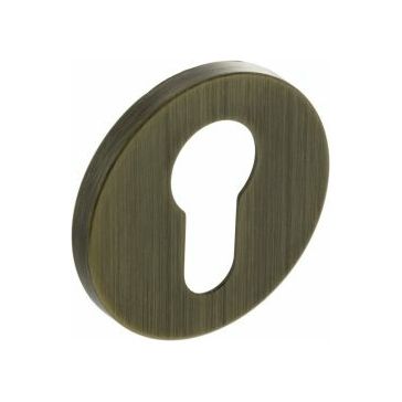 Millhouse Brass Euro Escutcheon on Round Rose (Pair)