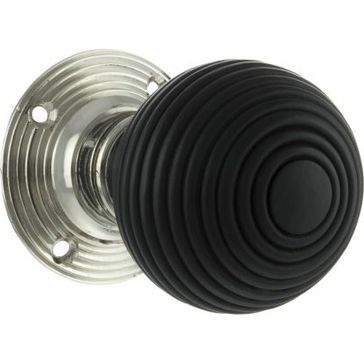Old English Whitby Ebony Wood Reeded Beehive Mortice Knob (Pair) alternative