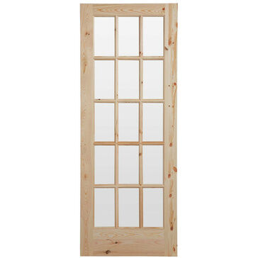 Traditional Knotty Pine 15 Light Clear Glazed Door