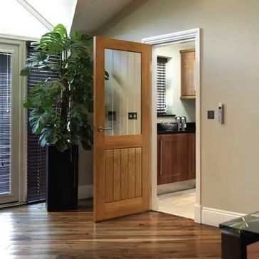 JB Kind Thames Unfinished Oak 1/2 Light Glazed Internal Door alternative