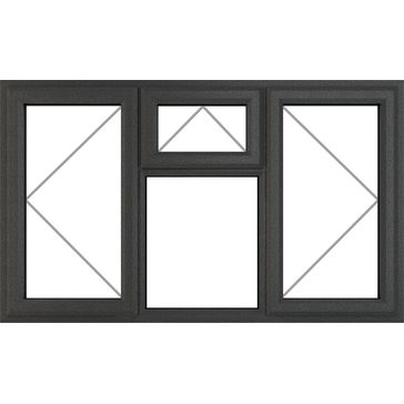 Crystal Left/Right Side Hung Top Opener Over Fixed Centre Light uPVC Clear Double Glazed Casement Window - Grey alternative