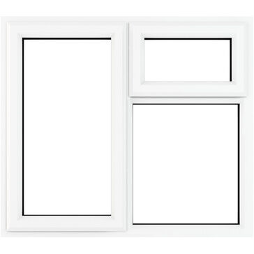 Crystal Left Hand Side Hung Top Opener Over Fixed Light uPVC Clear Double Glazed Window - White