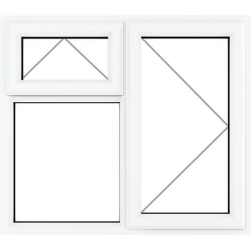 Crystal uPVC Right-Hand Side Hung Top-Opening Over Fixed Double Glazed Window – White alternative