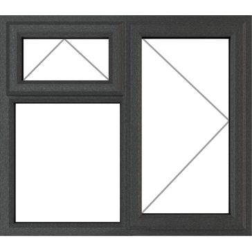 Crystal Right Hand Side Hung Top Opening Over Fixed Light Clear Double Glazed uPVC Window - Grey alternative