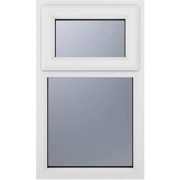 Crystal Top Hung Opening Over Fixed Light uPVC Window - White