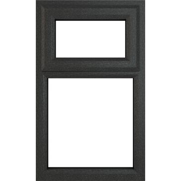 Crystal Top Hung Opening Over Fixed Light uPVC Double Glazed Window - Grey