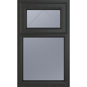 Crystal Top Hung Opening Over Fixed Light uPVC Double Glazed Window - Grey alternative