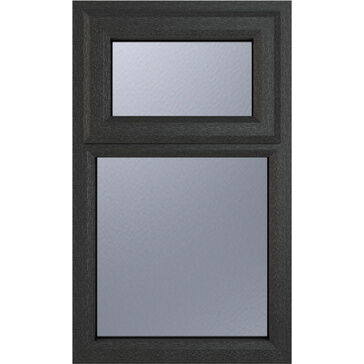 Crystal Top Hung Opening Over Fixed Light uPVC Window - Grey