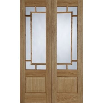 Mendes Pre-Finished Oak Orient Clear Glazed Rebated Door Pair