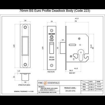 Fire Essentials CE Fire Rated Deadlock &amp; Thumbturn Pack alternative