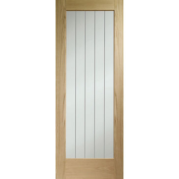XL Joinery Suffolk Essential Pattern 10 Internal Oak Door with Clear Etched Glass Oak Finish