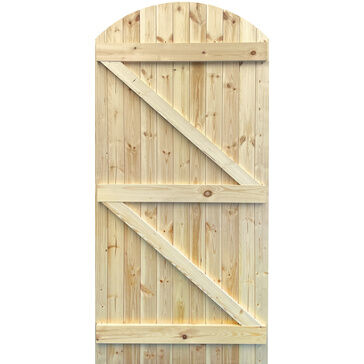XL Joinery Unfinished Pine Ledged & Braced Arched Top Wooden Gate