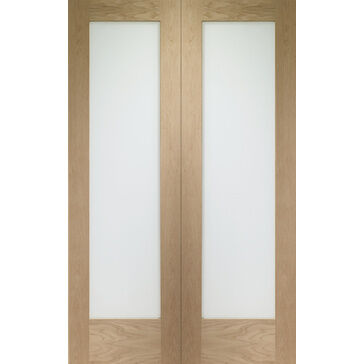XL Joinery Internal Oak Pattern 10 Rebated Door Pair with Clear Glass Oak Finish