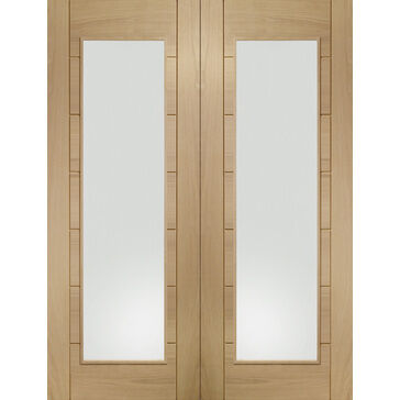 XL Joinery Palermo Unfinished Oak Rebated Clear Glazed Internal Door Pair