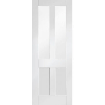 XL Joinery Malton Shaker White Primed 2 Panel 2 Light Internal Door with Clear Flat Glass