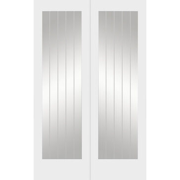 XL Joinery Internal White Primed Suffolk 1L Rebated Pair (Clear Etched Glass) White Finish