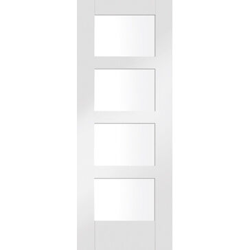 XL Joinery Shaker 4 Light Internal White Primed FD30 Fire Door with Clear Glass White Finish