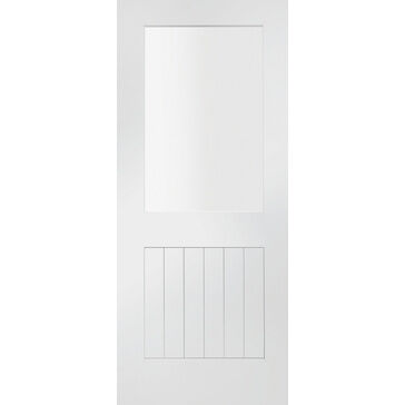 XL Joinery Suffolk White Primed 6 Panel 1 Light Internal Door with Clear Glass White Finish