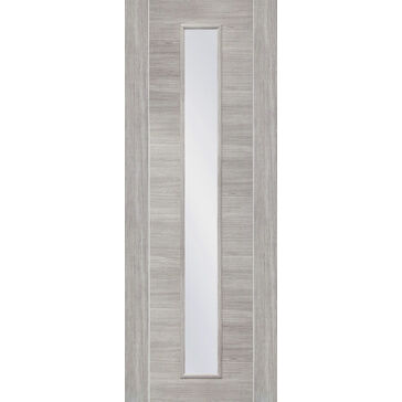 XL Joinery Internal Laminate White Grey Forli with Clear Glass Light Grey Finish