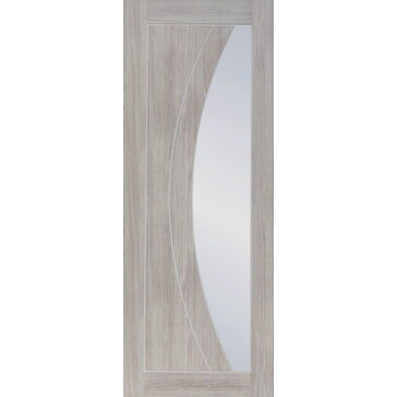 XL Joinery Internal Laminate White Grey Salerno with Clear Glass Light Grey Finish