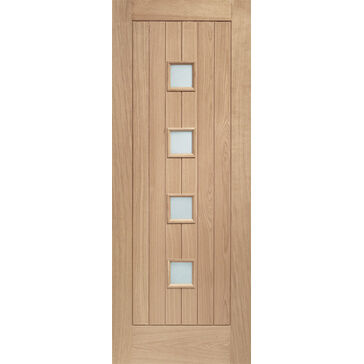 XL Joinery External Oak Double Glazed Siena Door with Obscure Glass Oak Finish
