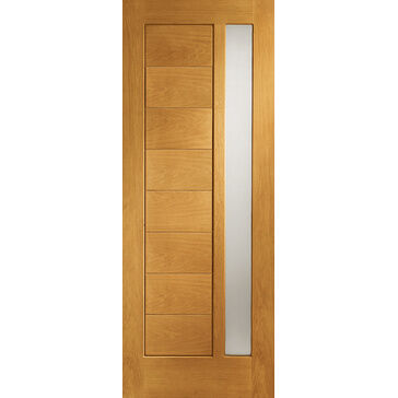 XL Joinery Pre-Finished Ext Oak Double Glazed Modena Door with Obscure Glass 1981 x 838 x 44mm  (78" x 33") Oak Finish